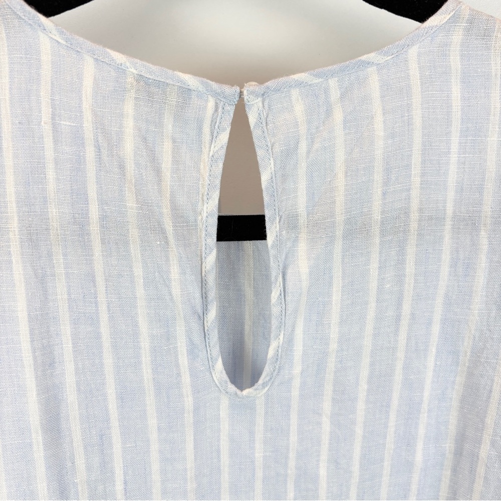 Aritzia The Group Allay Linen Maxi T-Shirt Dress Powder Blue White Stripe sz S - Picture 6 of 9